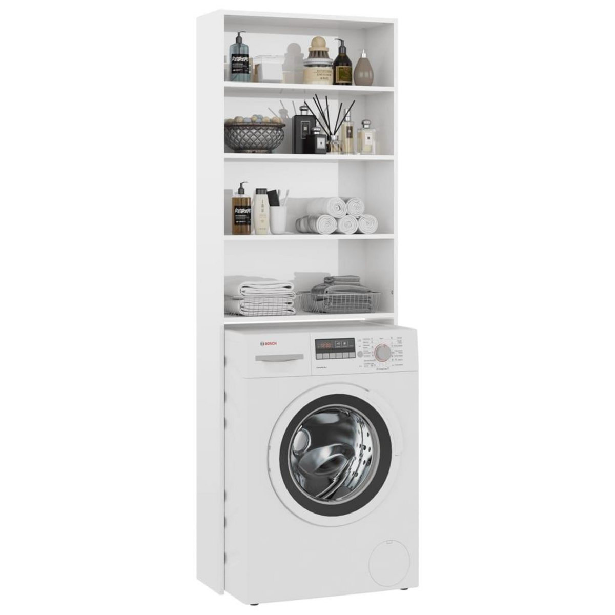 VIDAXL Meuble pour machine a laver blanc brillant 64x24x190 cm