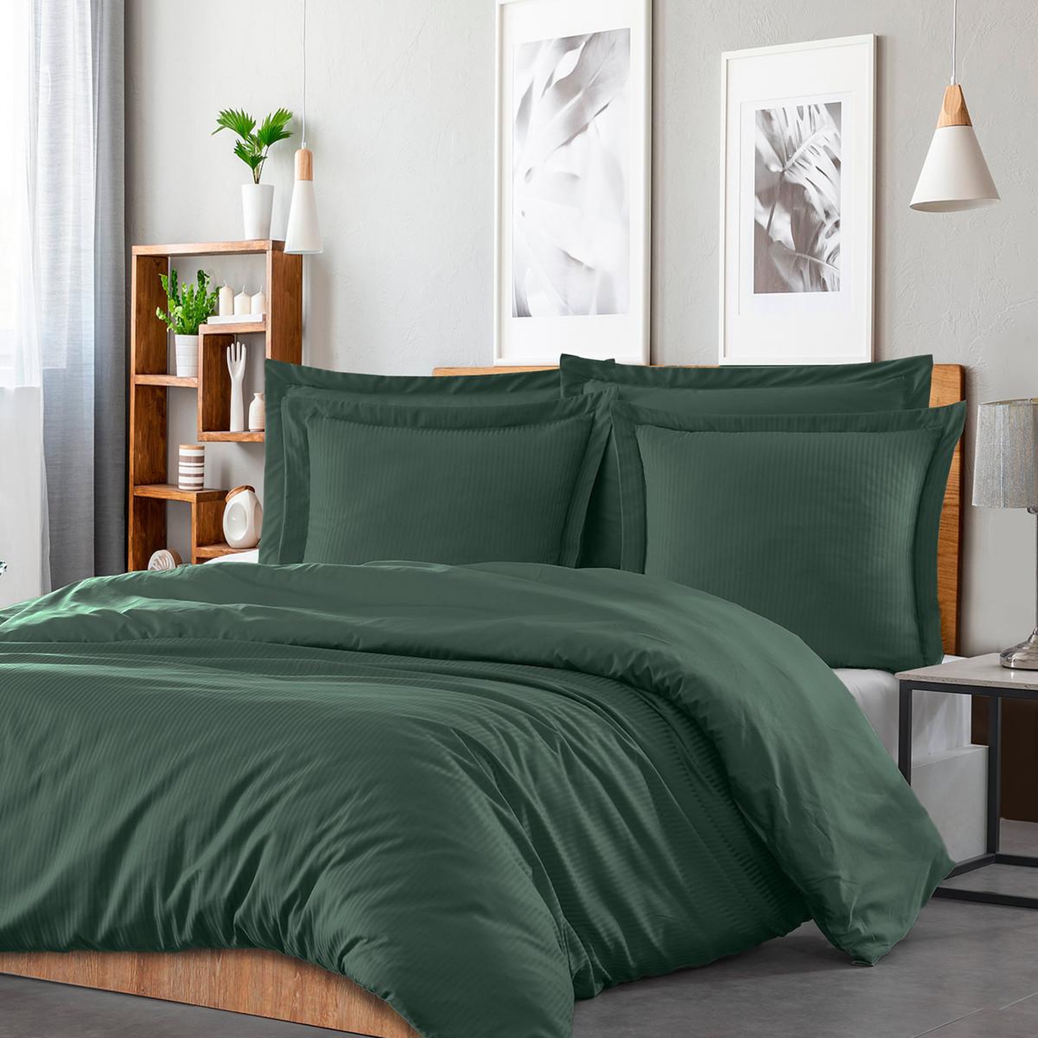 Voir la diapositive 2 : Sensei Maison Housse de couette rayée réversible satin de coton VERSALUXE