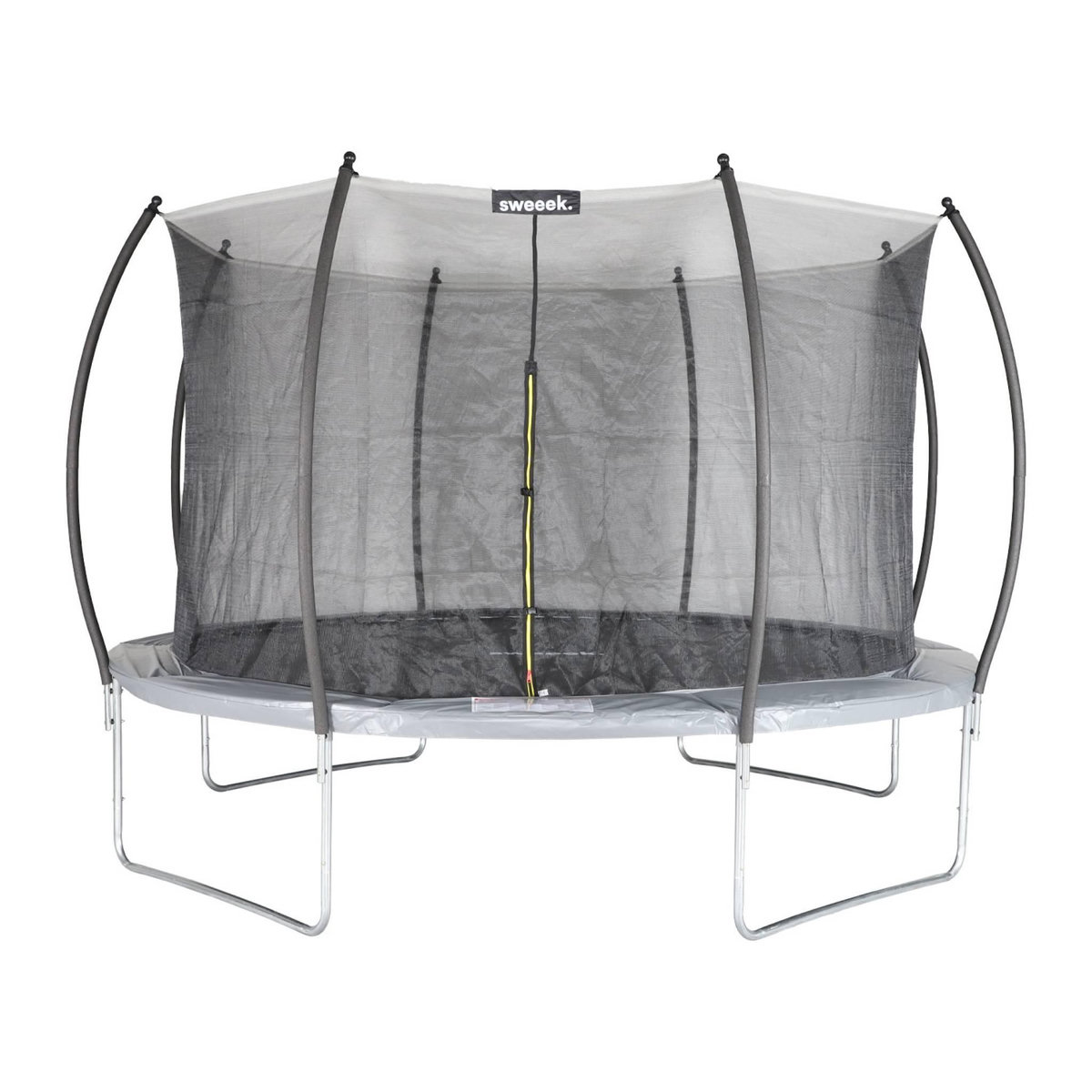 SWEEEK Trampoline rond Ø 370cm gris avec filet de protection intérieur - Saturne Inner – Nouveau modèle - trampoline de jardin 3.7m 370 cm |Design| Qualité PRO. | Normes EU.