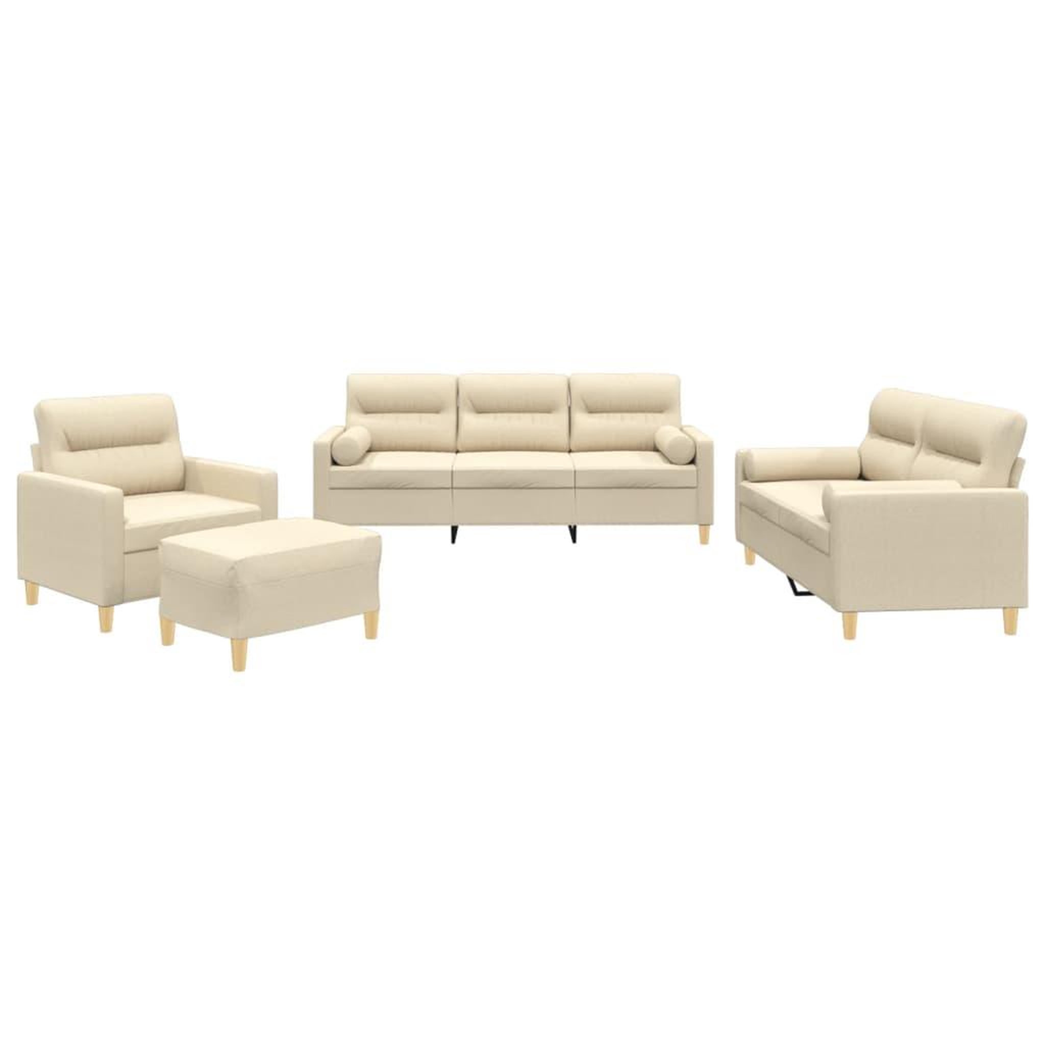 Voir la diapositive 2 : VIDAXL Ensemble de canapes 4 pcs avec coussins creme tissu