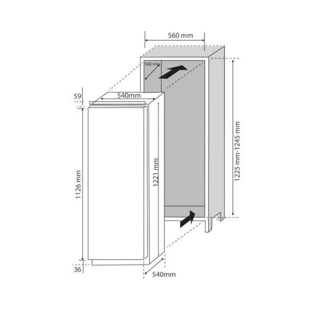 Candy Réfrigérateur 1 porte intégrable à glissière 54cm 197l - cfbl2150n/n