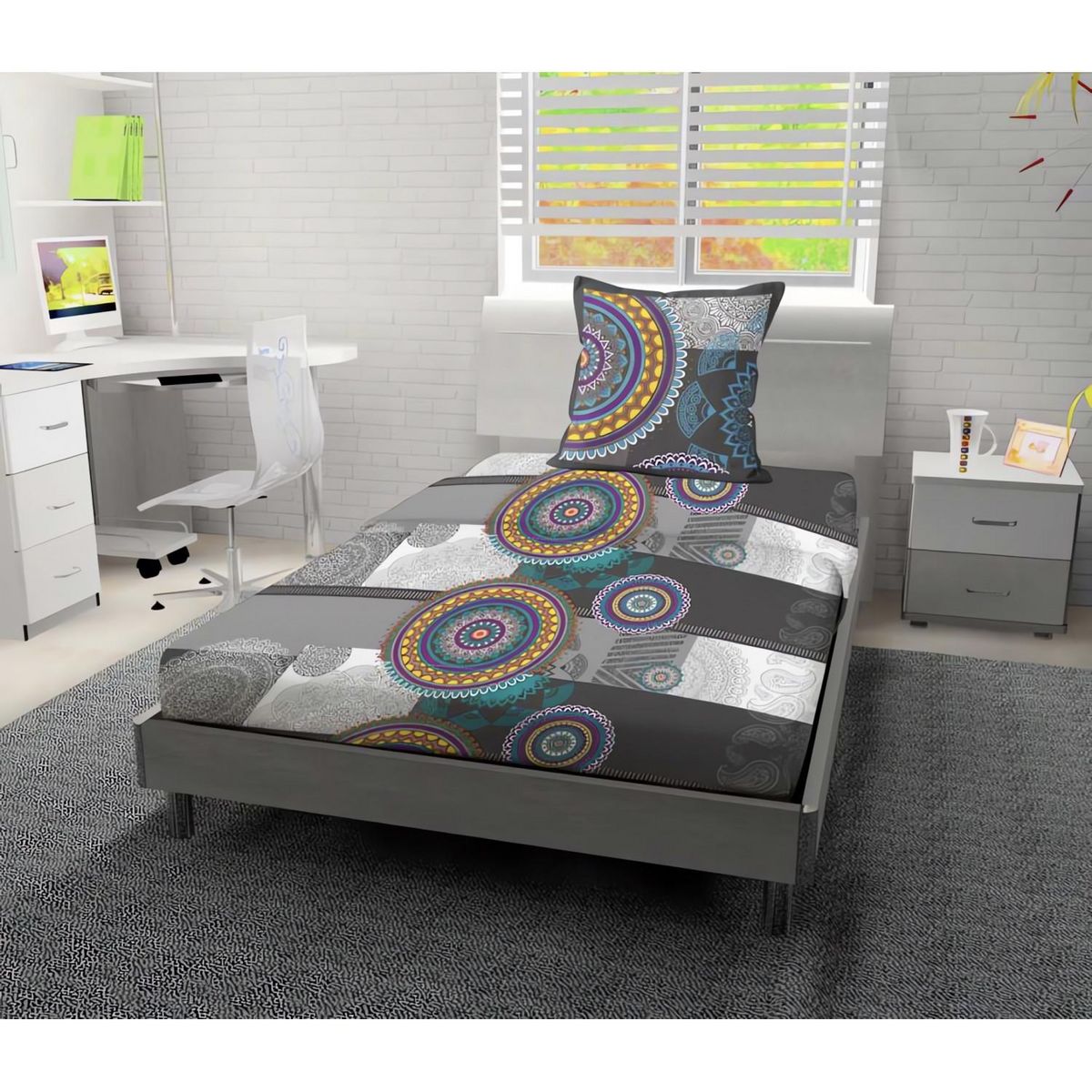 SOLEIL D'OCRE Parure de draps 180X290 MANDY en coton