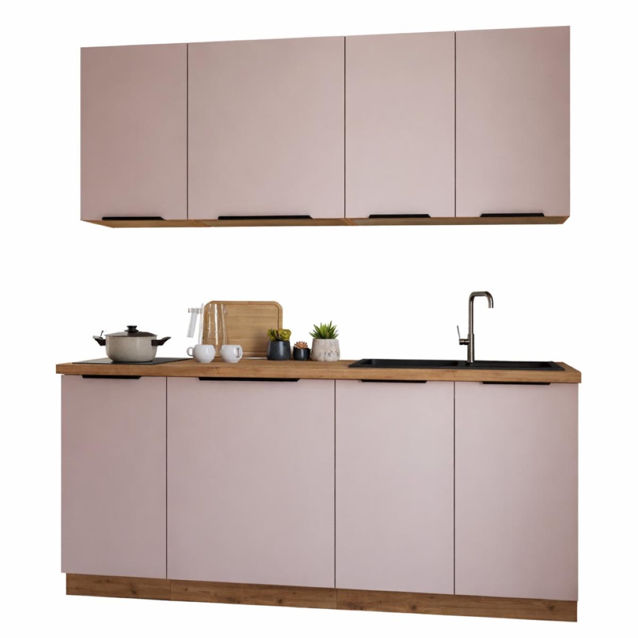 JLC KREATION Cuisine complète moderne beige et bois 180cm ELISA