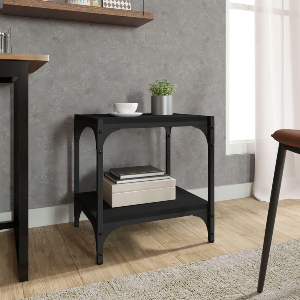 VIDAXL Meuble TV Noir 40x33x41 cm Bois d'ingenierie et acier