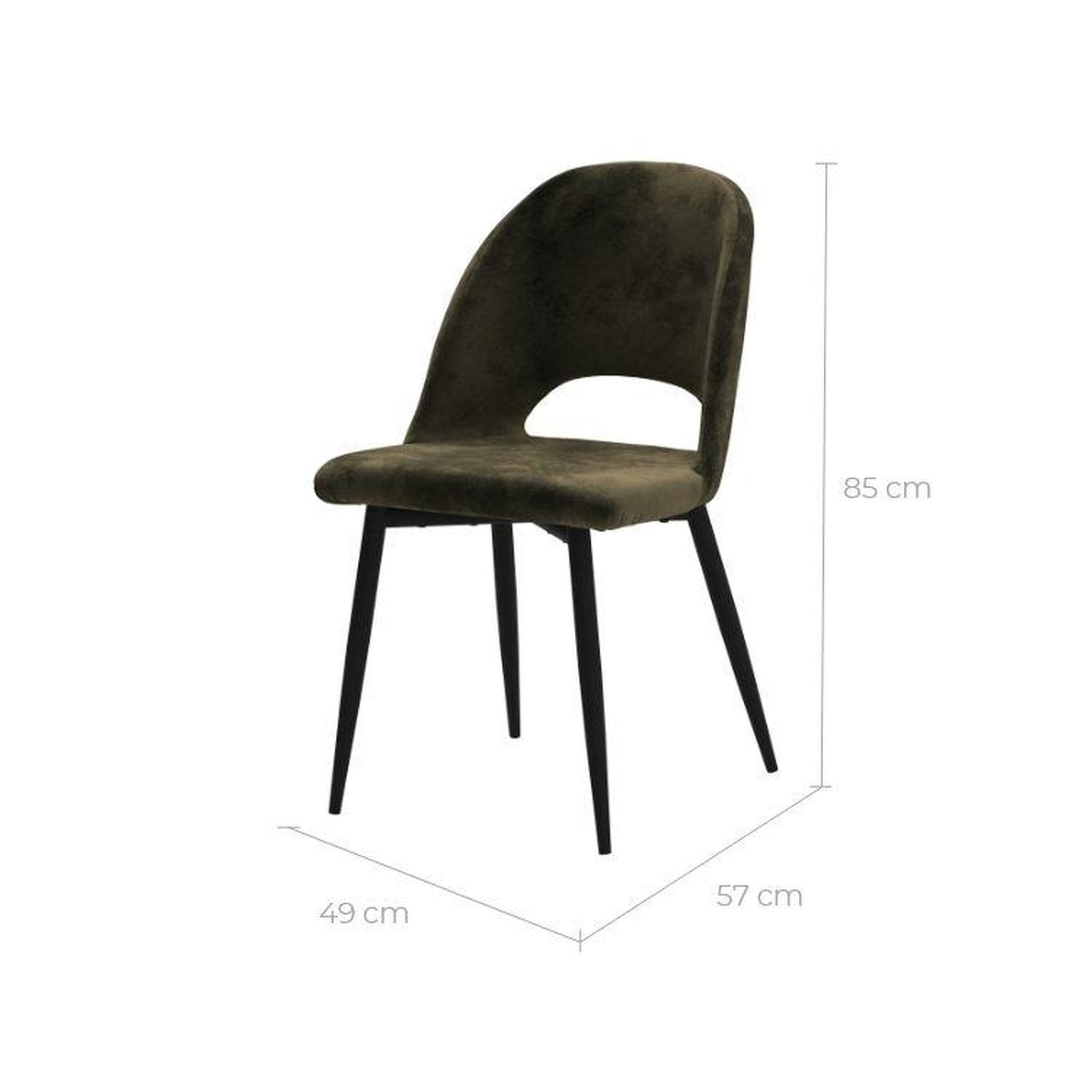 Voir la diapositive 4 : MAISON PAVANE Lot de 2 chaises en velours vert et pieds en métal noir-pénélope