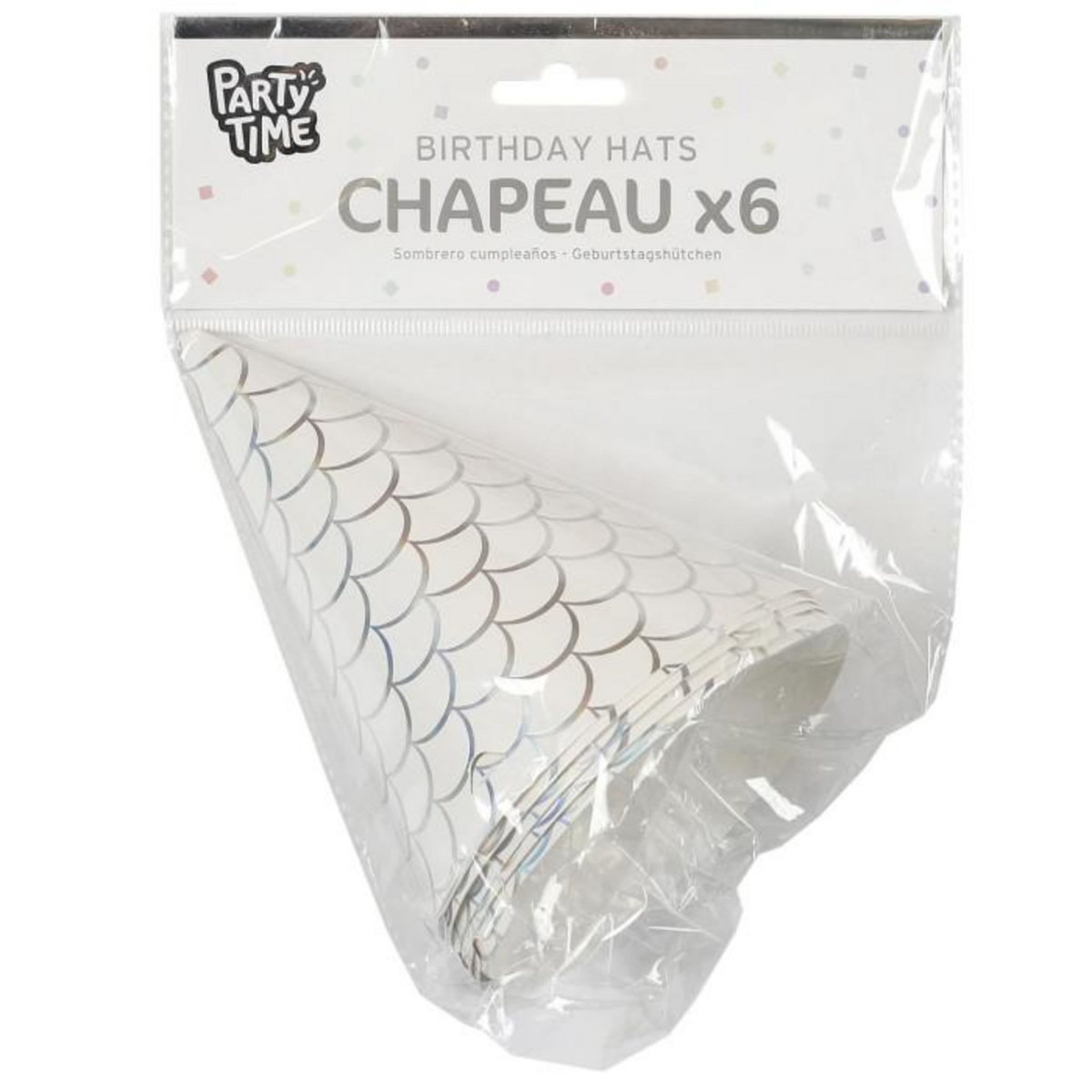 Paris Prix Lot de 6 Chapeaux de Fête  Sirène  17cm Blanc