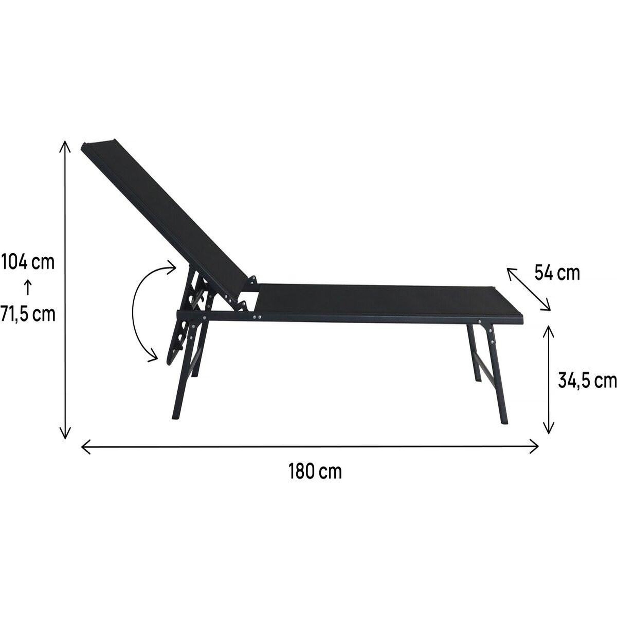 Voir la diapositive 3 : Habitat et Jardin Lot de 2 bains de soleil en métal  sublima  - 180 x 54 x 104 cm - noir