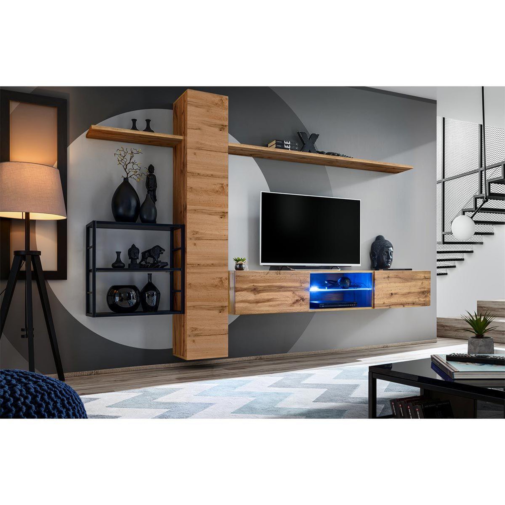 Voir la diapositive 2 : Paris Prix Ensemble meuble tv  switch v  270cm naturel & noir