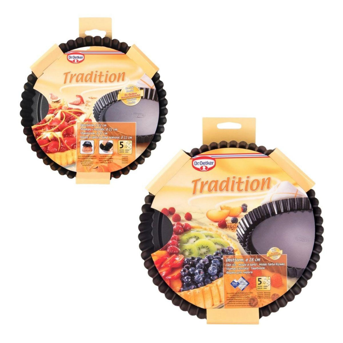 DR.OETKER Set de 2 moules à tarte renversée 22 cm et 28 cm Dr Oetker tradition