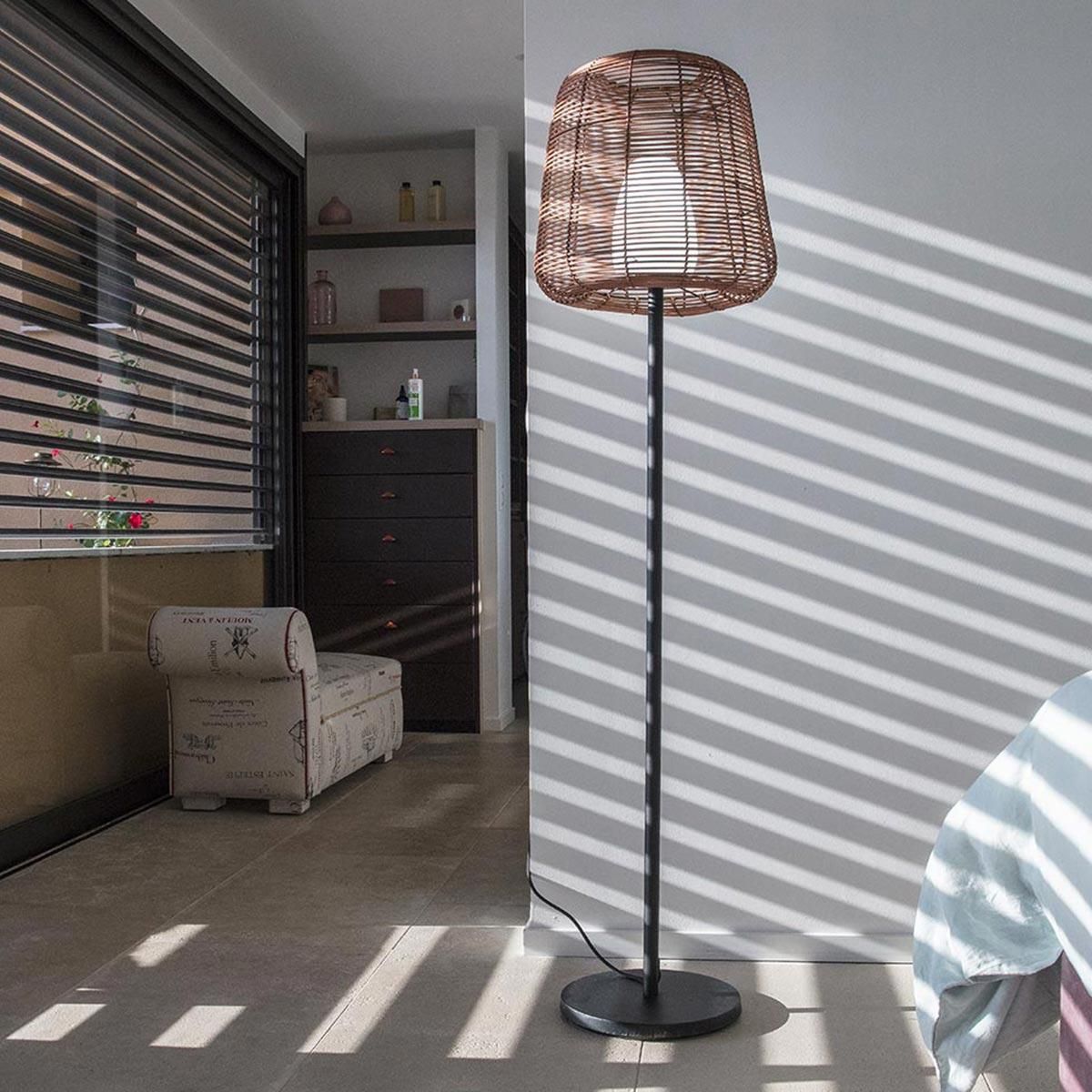 Lumisky Lampadaire ext filaire BOHEME Bois Poly rotin H150CM