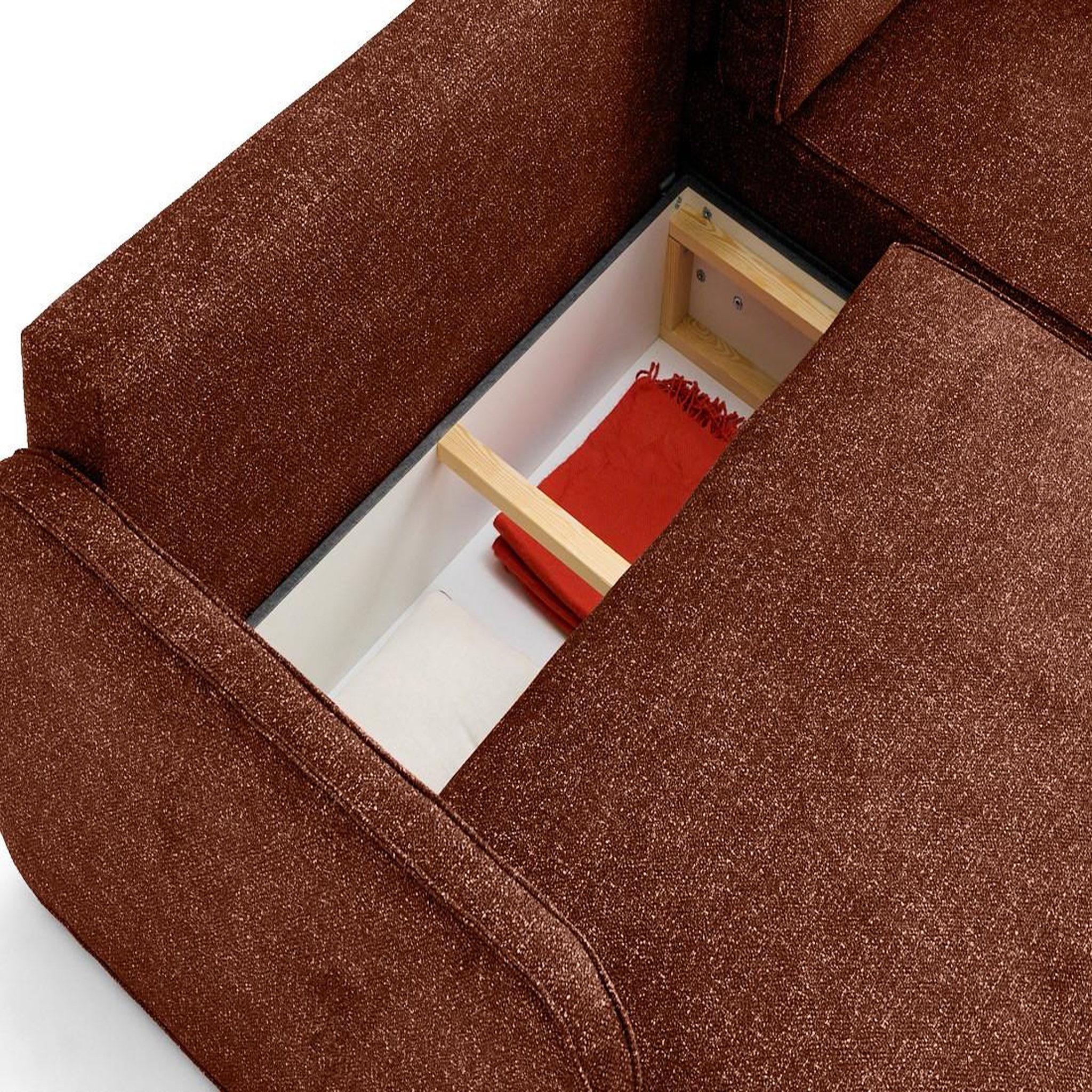 Voir la diapositive 3 : LISA DESIGN Apolline - canapé d'angle réversible 4 places convertible avec coffres en tissu moucheté
