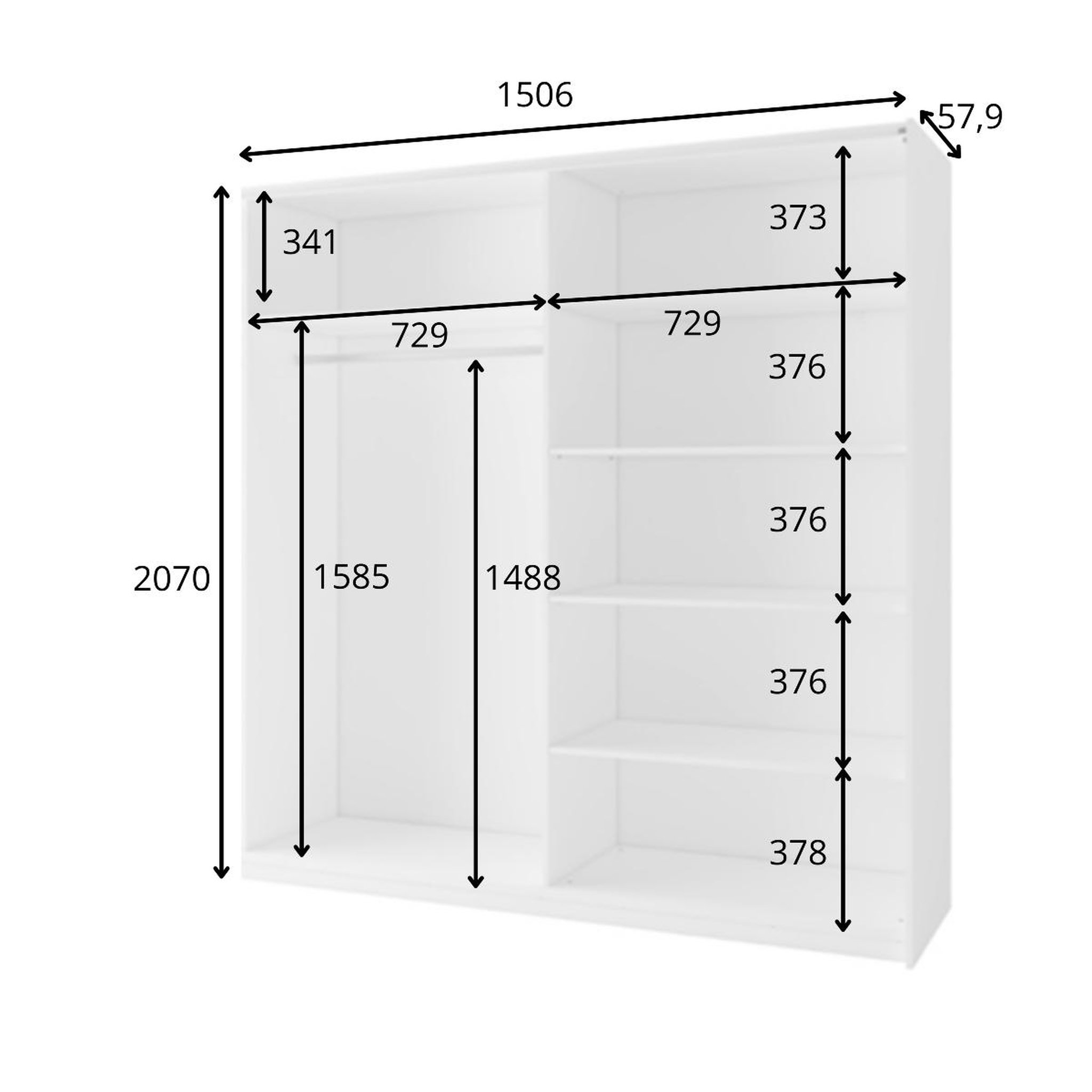 Voir la diapositive 5 : JLC KREATION Armoire coulissante bois avec miroir 150cm kassy