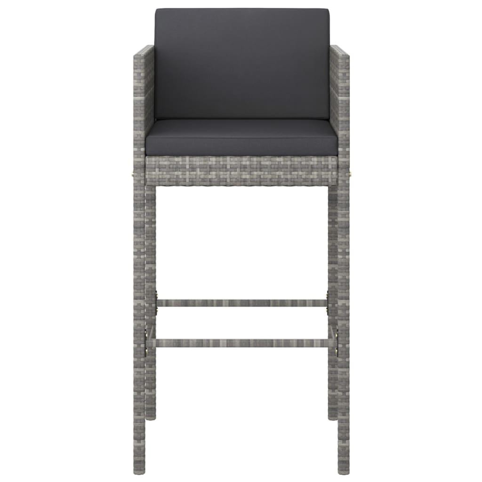 Voir la diapositive 4 : VIDAXL Ensemble de bar de jardin 5 pcs et coussins Resine tressee Gris