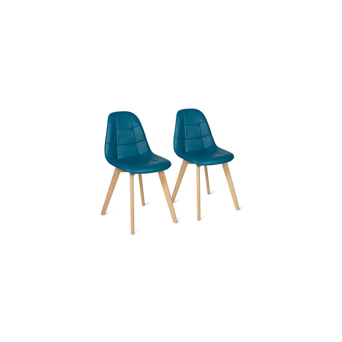 Lot de 2 chaises assise tissu pieds bois massif ORNELLA