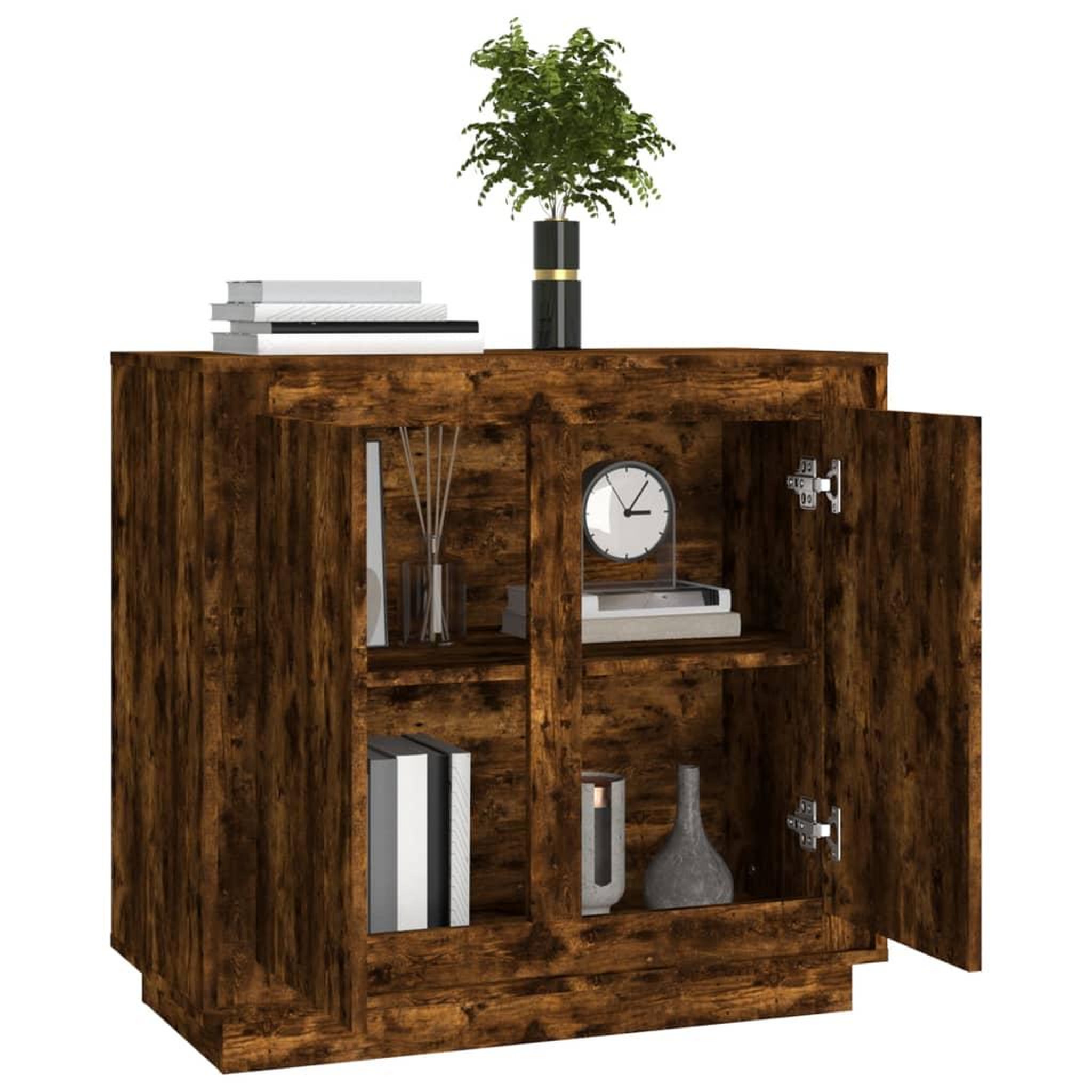 Voir la diapositive 4 : VIDAXL Buffet chene fume 80x34x75 cm bois d'ingenierie
