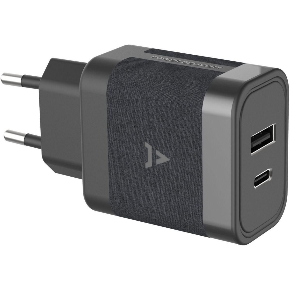 ADEQWAT Chargeur 45W PowerDelivery USB + USB-C noir