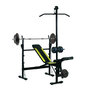Voir la diapositive 2 : HOMCOM Banc de musculation Fitness entrainement complet dossier réglable cordes traction curler supports barre et haltères noir et jaune