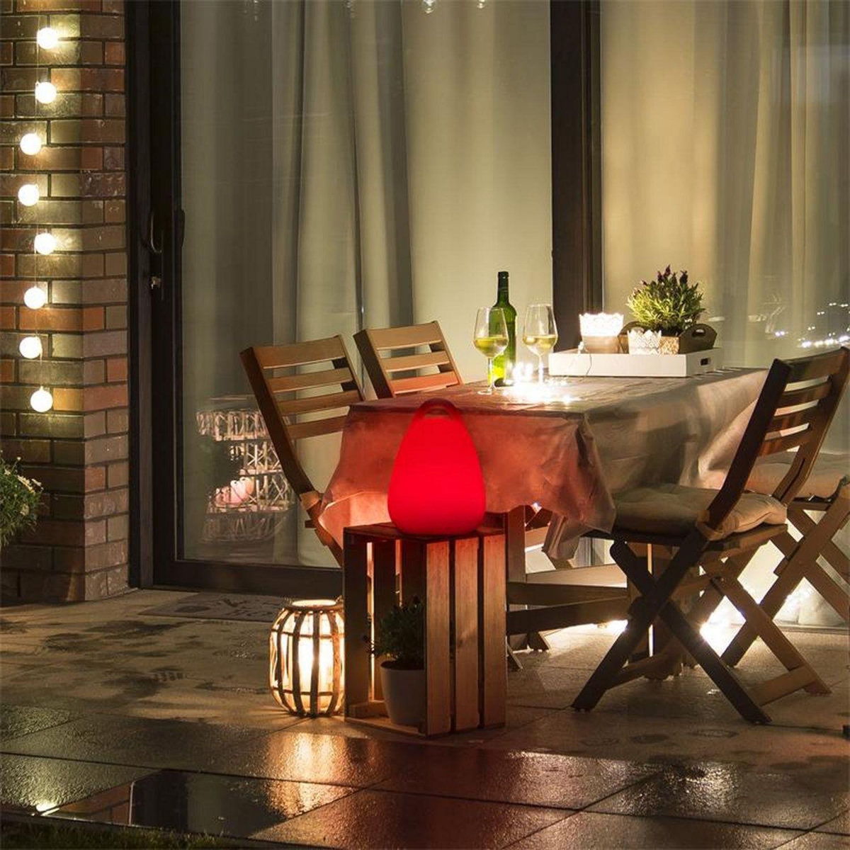 TOILINUX Lampe LED d'extérieur à poser avec poignée et télécommande - Multicouleur