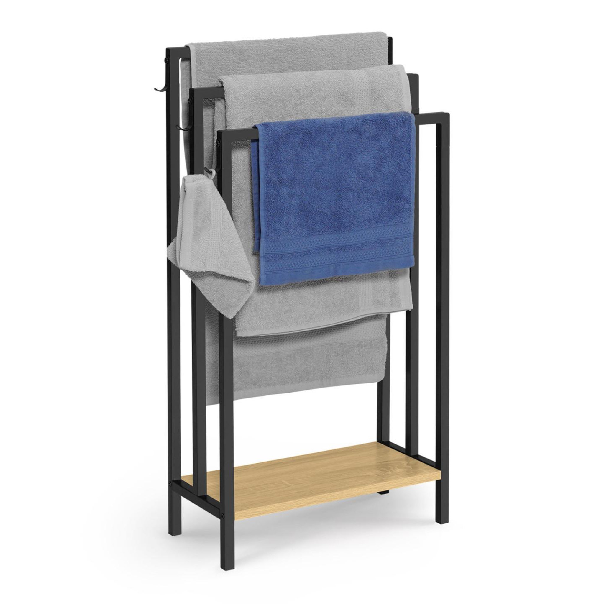 ID MARKET Porte-serviettes sur pied 3 niveaux detroit avec étagère design industriel