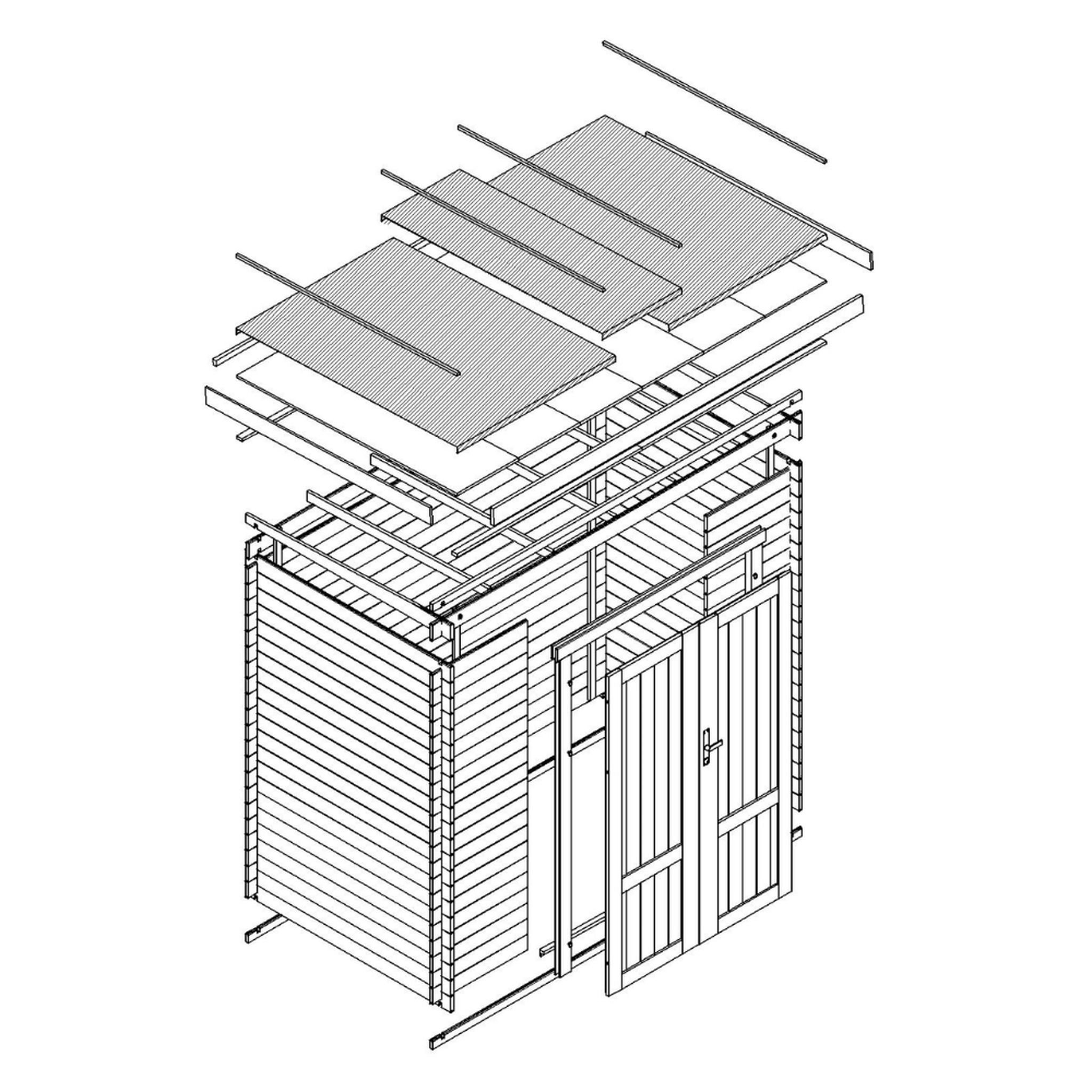 Voir la diapositive 6 : TIMBELA Abri De Jardin En Bois 2,63 m² Sans Plancher, Portes À Panneaux En Bois Massif M310F1
