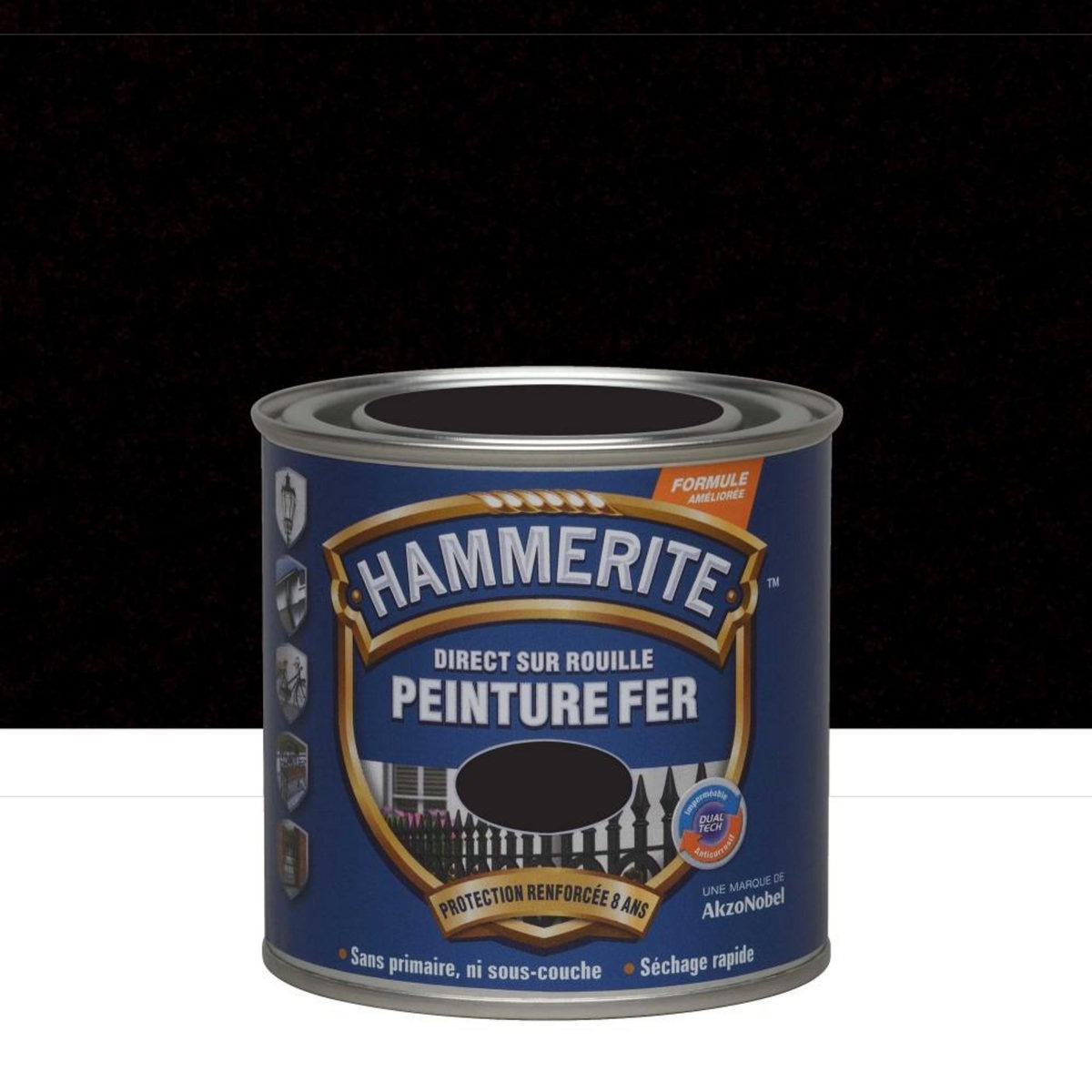 CENTRALE BRICO Peinture fer extérieur Direct sur rouille HAMMERITE noir ferronnerie mat 0.25 l