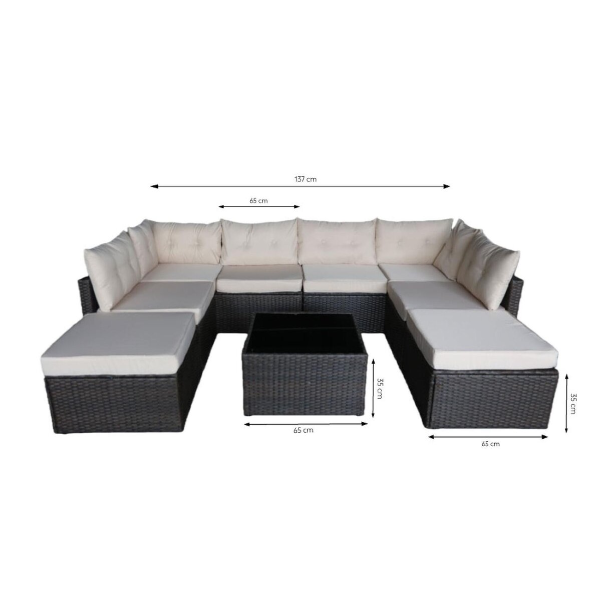 CONCEPT USINE Salon de jardin 8 places en résine tressée marron et beige YANUCA