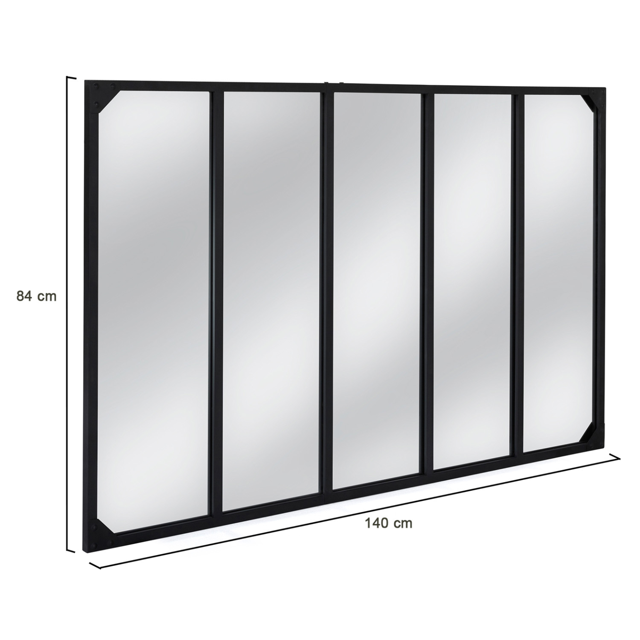 Voir la diapositive 4 : ID MARKET Miroir verrière 5 bandes design industriel 140x84 cm