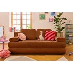 BEST MOBILIER Nora - canapé 3 places convertible avec coffre en tissu texturé. Coloris disponibles : Orange, Bleu, Vert, Beige, Gris