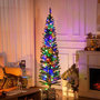 Voir la diapositive 2 : HOMCOM Sapin de Noël artificiel lumineux 150 LED multicolores Ø 50 x 180H cm 390 branches forme cyprès vert