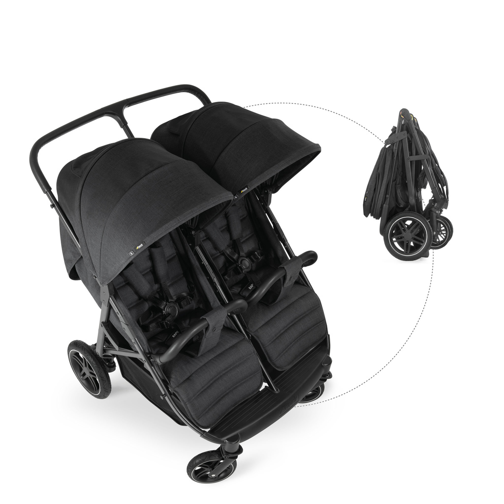 Voir la diapositive 5 : HAUCK Poussette double Uptown Duo Noir