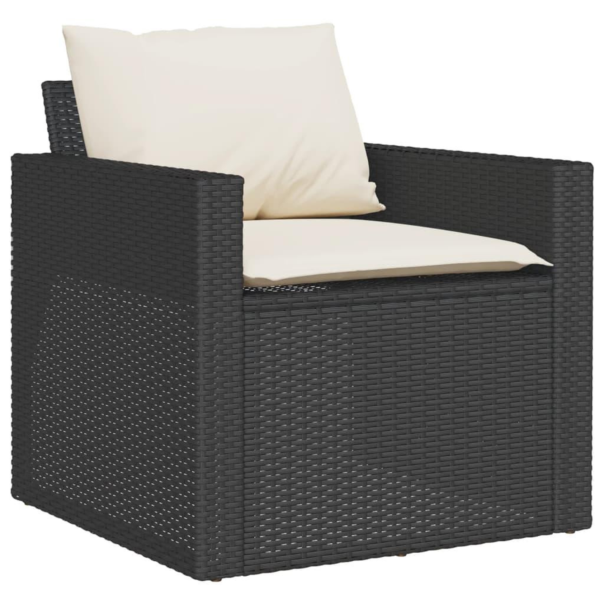 Voir la diapositive 4 : VIDAXL Salon de jardin 4 pcs avec coussins noir resine tressee