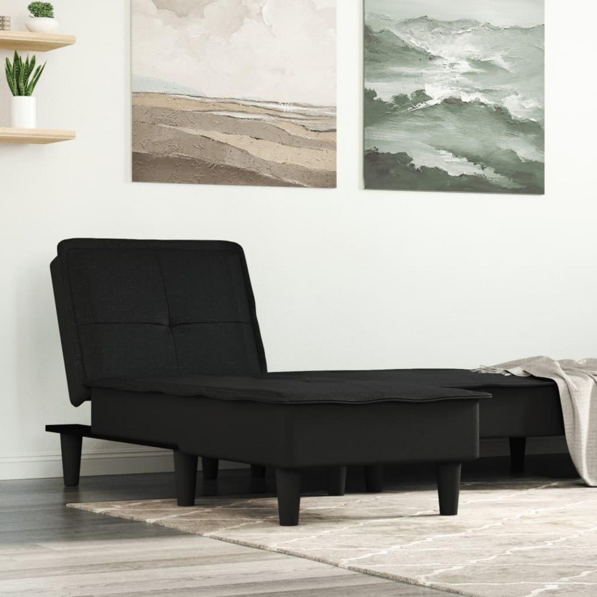 VIDAXL Chaise longue noir tissu