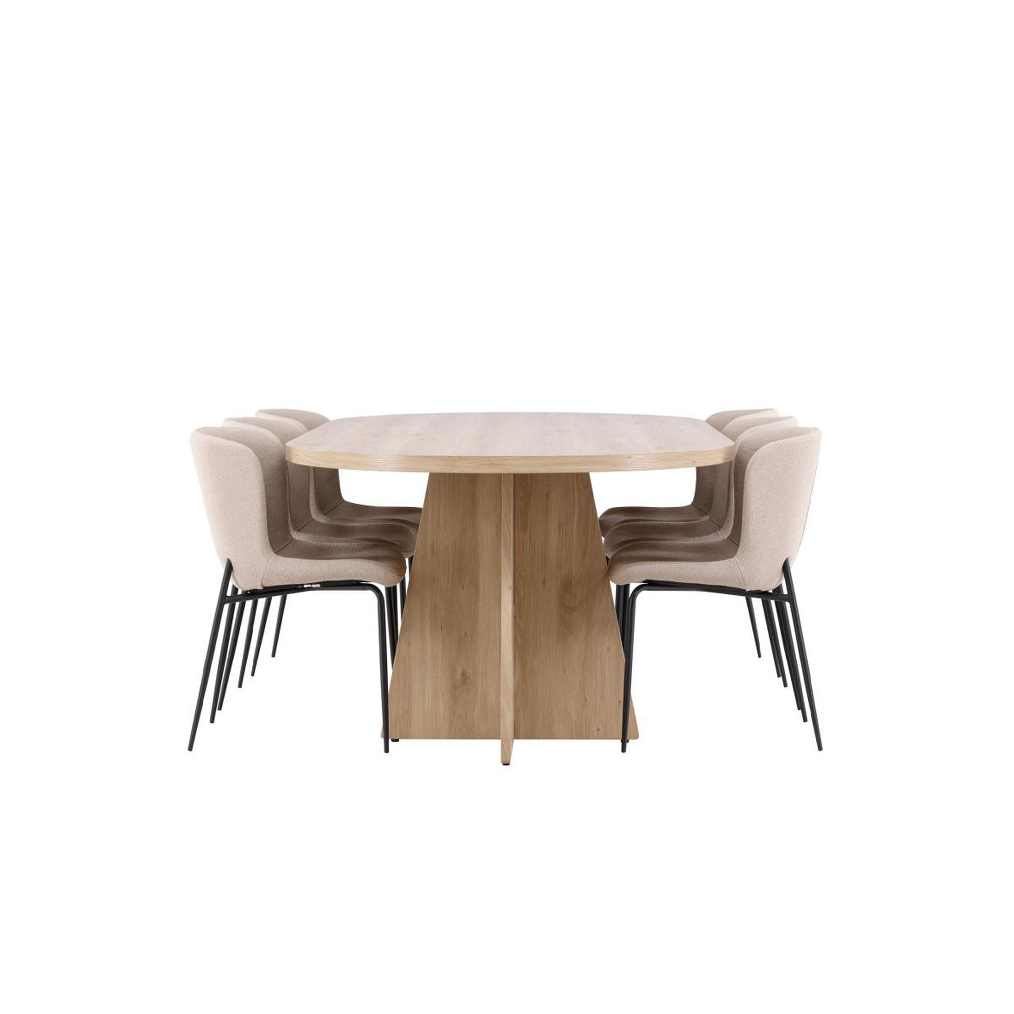 Voir la diapositive 3 : Paris Prix Ensemble table à manger & 6 chaises  bootcut & modesto  230cm naturel & beige