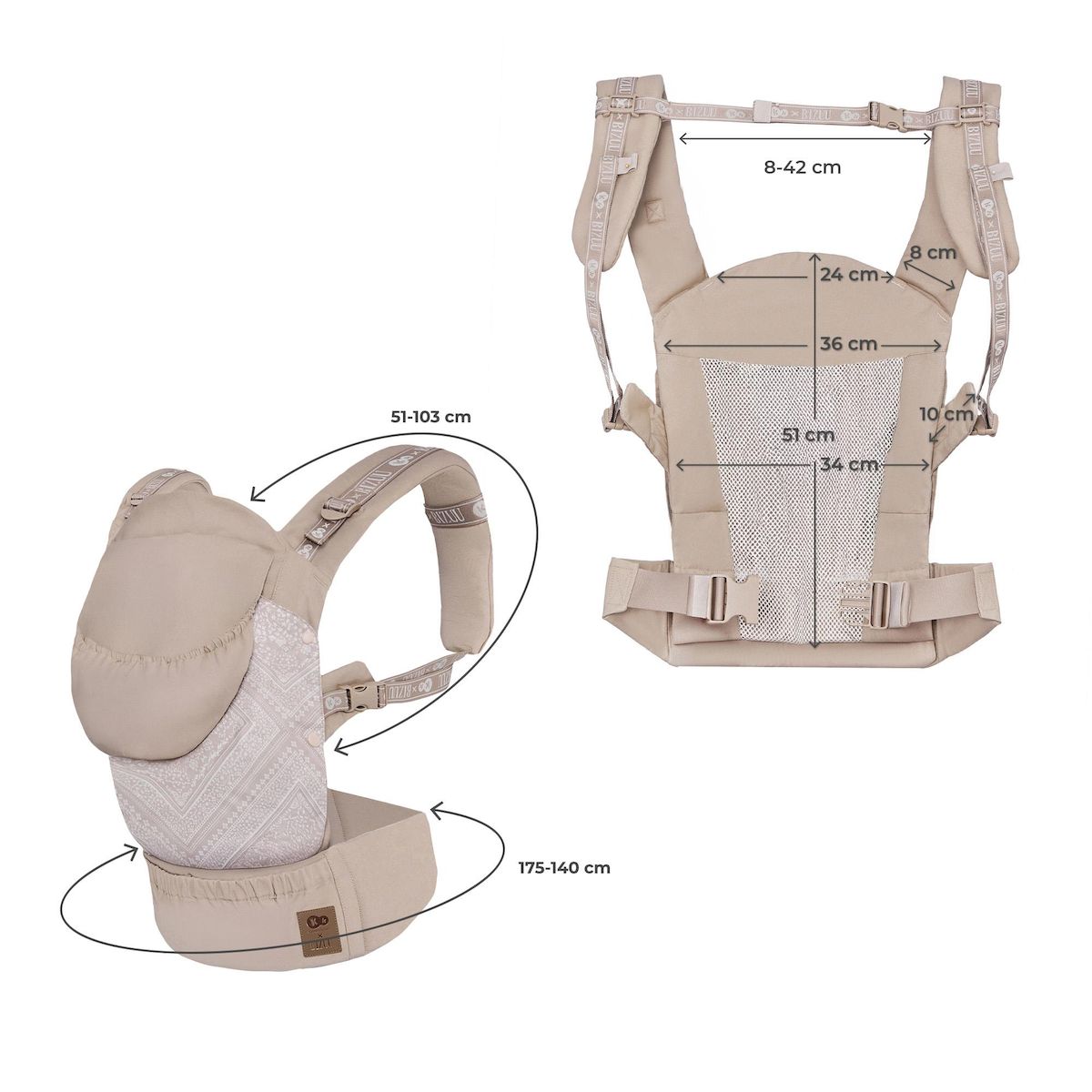 KINDERKRAFT Porte-bébé ergonomique réglable respirant