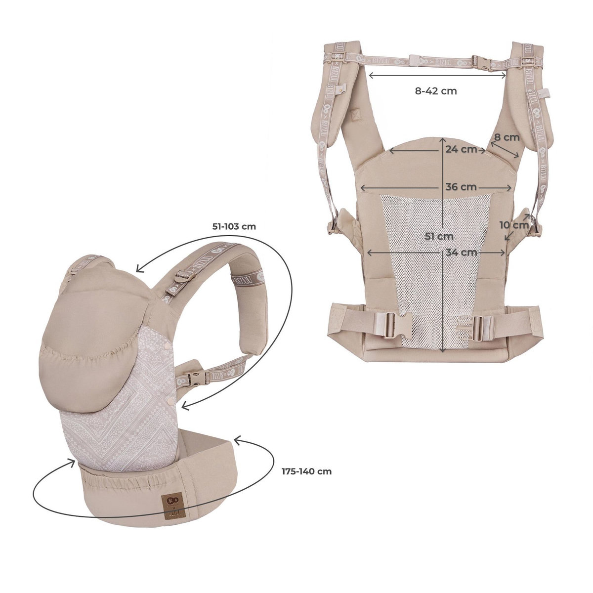 KINDERKRAFT Porte-bébé ergonomique réglable respirant