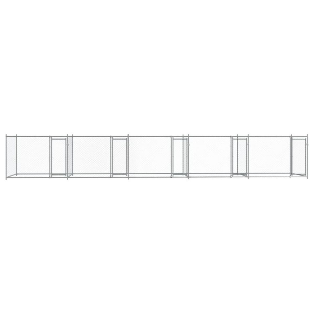 VIDAXL Cage pour chien avec portes gris 10x2x1,5 m acier galvanise