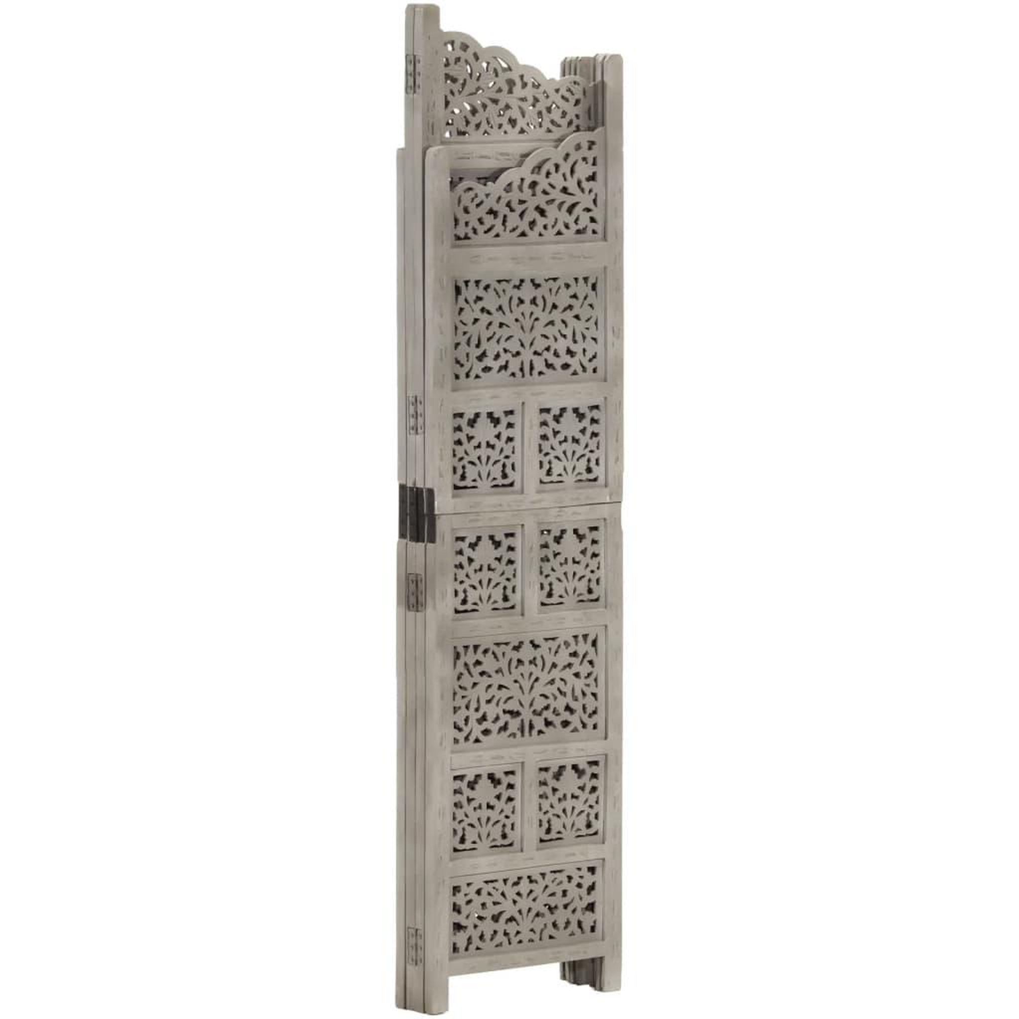 Voir la diapositive 2 : VIDAXL Cloison de separation 4 panneaux Gris 160x165 cm Bois manguier
