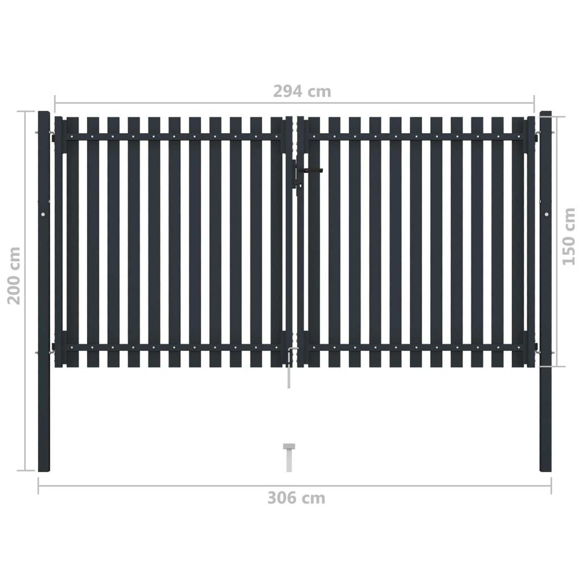 Voir la diapositive 6 : VIDAXL Portail de cloture a double porte Acier 306x200 cm Anthracite