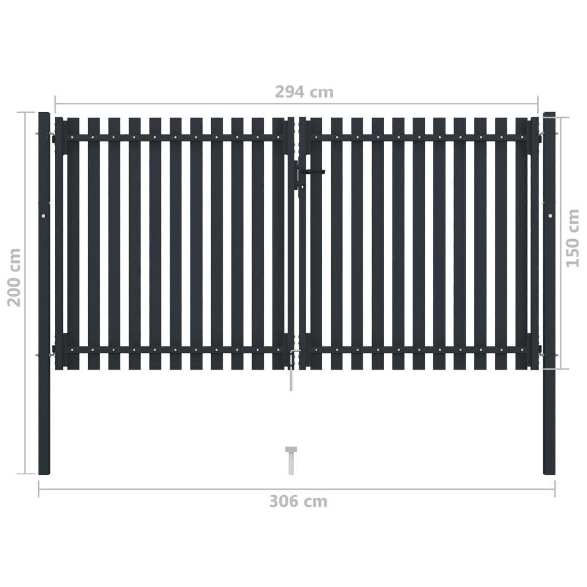 VIDAXL Portail de cloture a double porte Acier 306x200 cm Anthracite