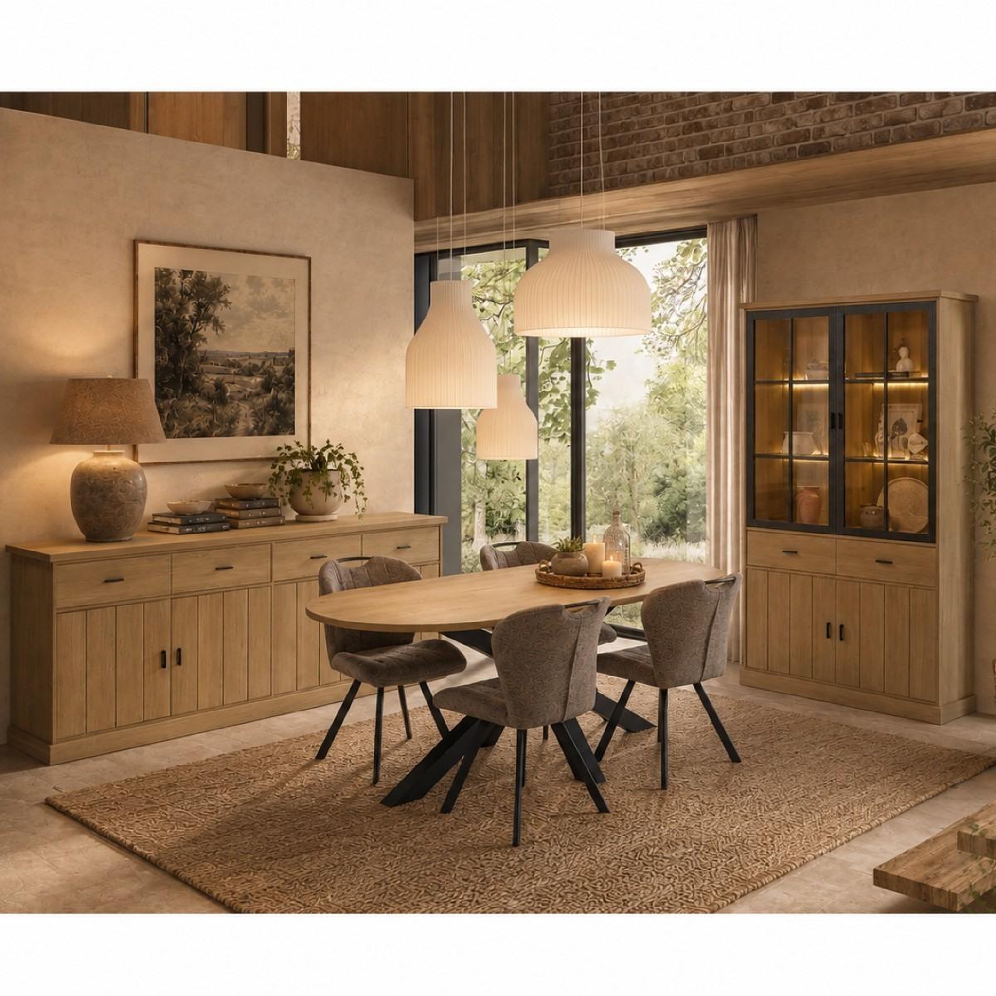 Voir la diapositive 3 : JLC KREATION Table à manger ovale en bois avec pied central 190cm teodora