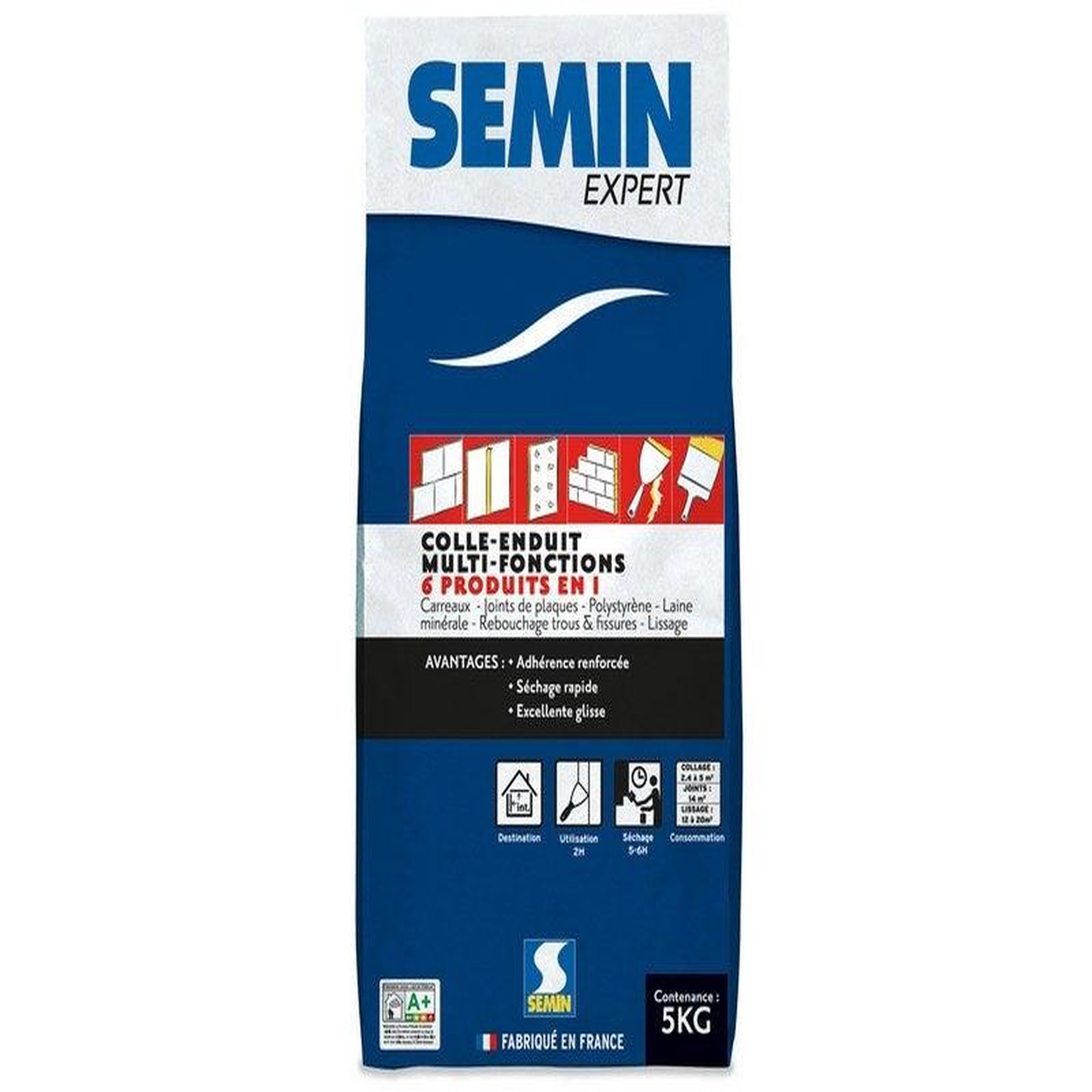 CENTRALE BRICO Colle Enduit Multifonctions Semin, 5 Kg