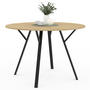 Voir la diapositive 1 : ID MARKET Table à manger ronde YSEULT 4-6 personnes bois et noir design industriel 110 cm