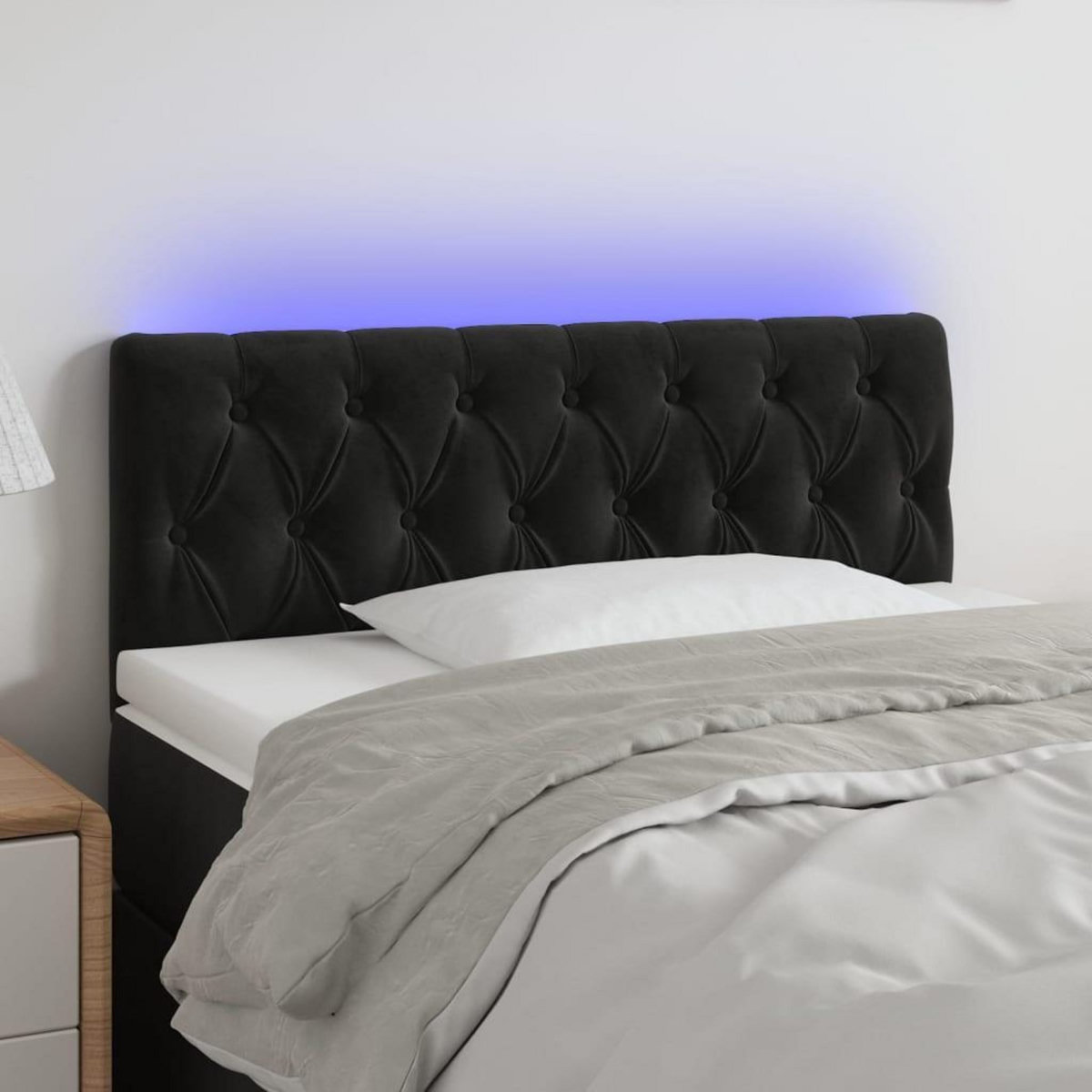 VIDAXL Tete de lit a LED Noir 100x7x78/88 cm Velours