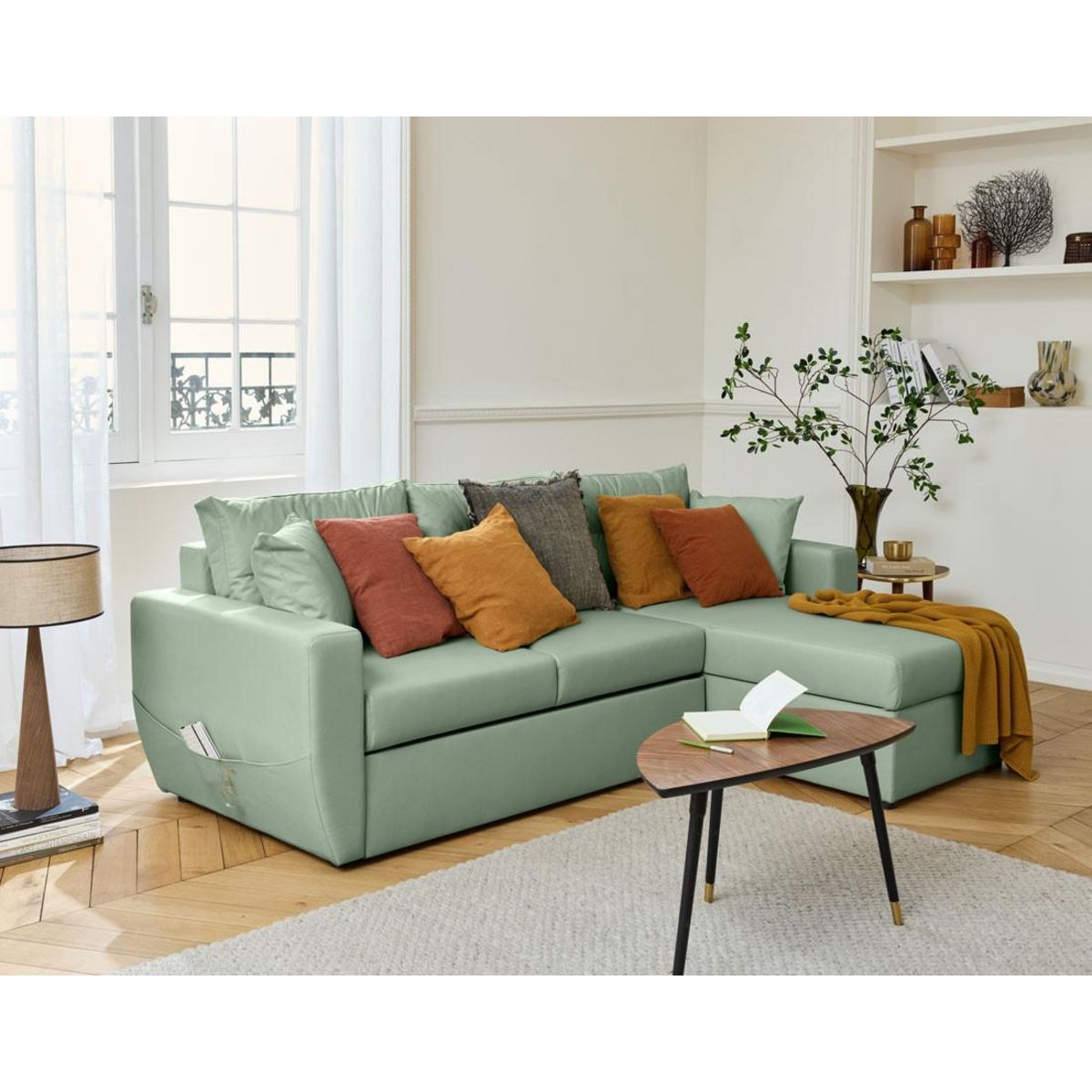 BEST MOBILIER Astoria - canapé d'angle réversible 4 places - convertible avec coffre - en simili