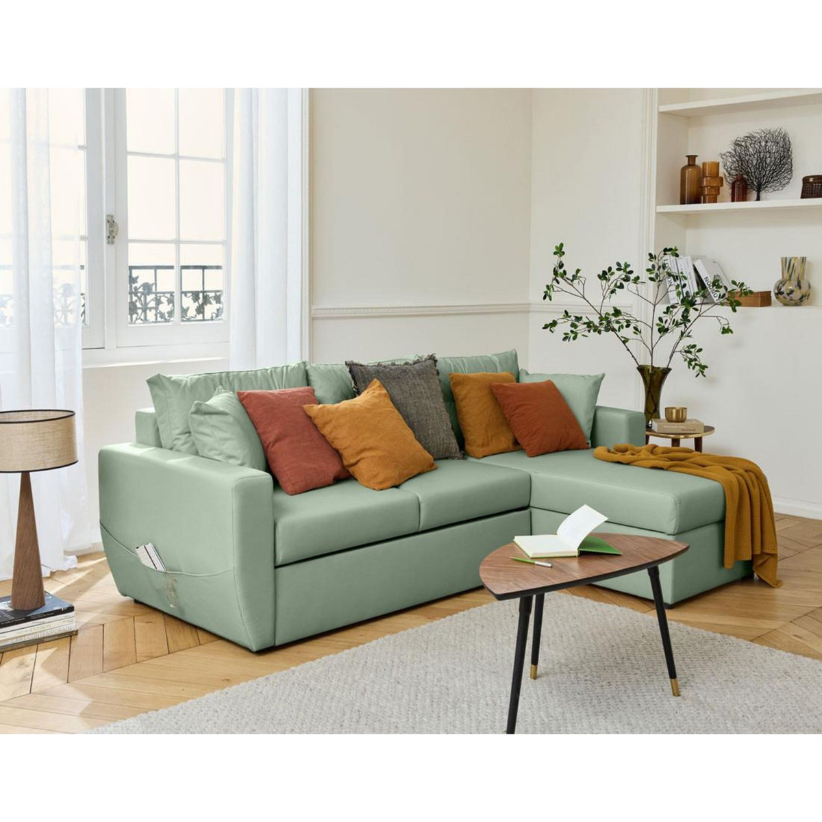 BEST MOBILIER Astoria - canapé d'angle réversible 4 places - convertible avec coffre - en simili