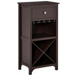 HOMCOM Casier à vin design industriel étagère à bouteilles 12 bouteilles support verres à vin intégré MDF brun foncé