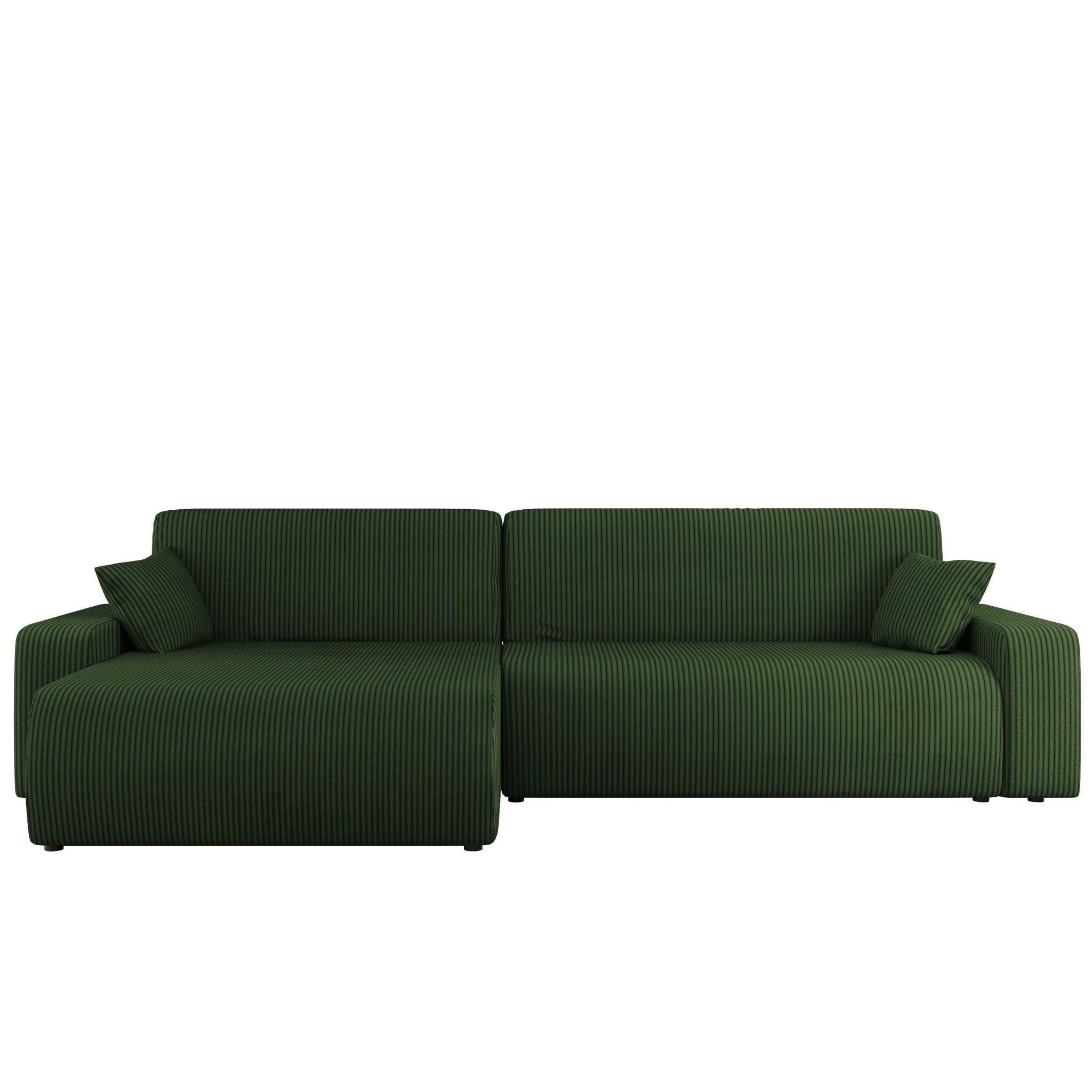 Voir la diapositive 1 : BEST MOBILIER Artemisa - canapé d'angle réversible 5 places convertible avec coffre en velours côtelé
