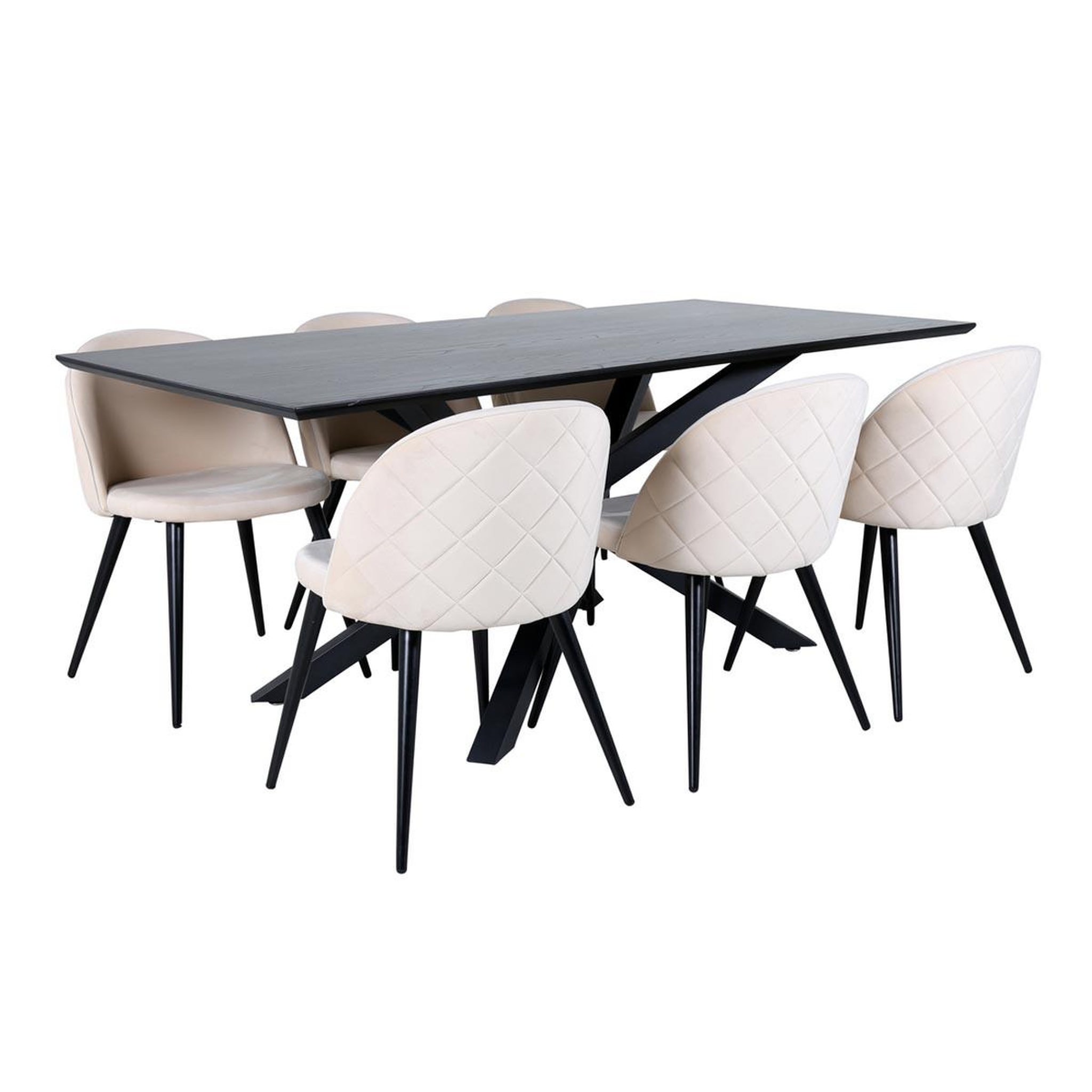 Paris Prix Ensemble table à manger & 6 chaises  piazza & velvet  180cm noir & beige