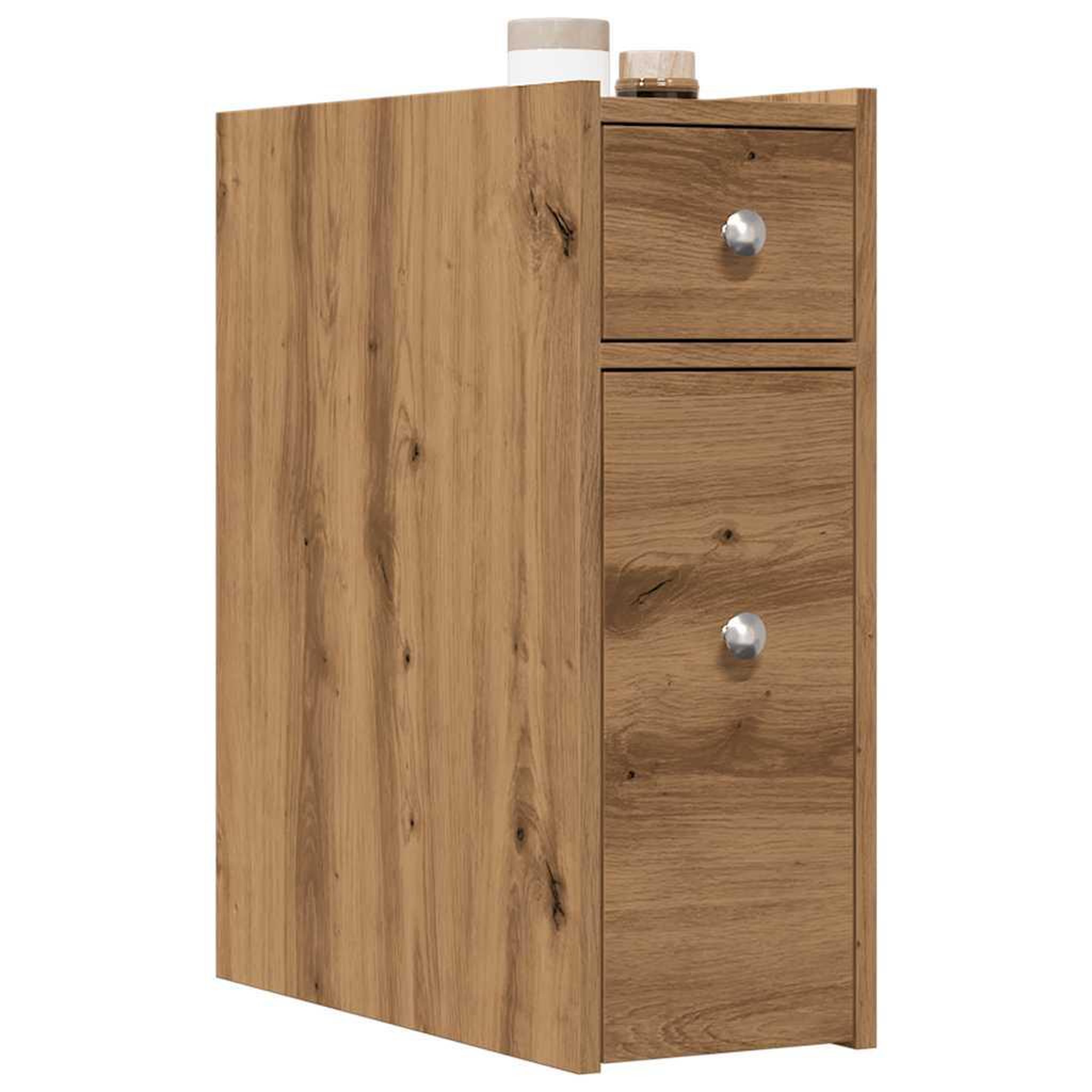 VIDAXL Armoire de salle de bain etroite avec roulettes chene artisanal