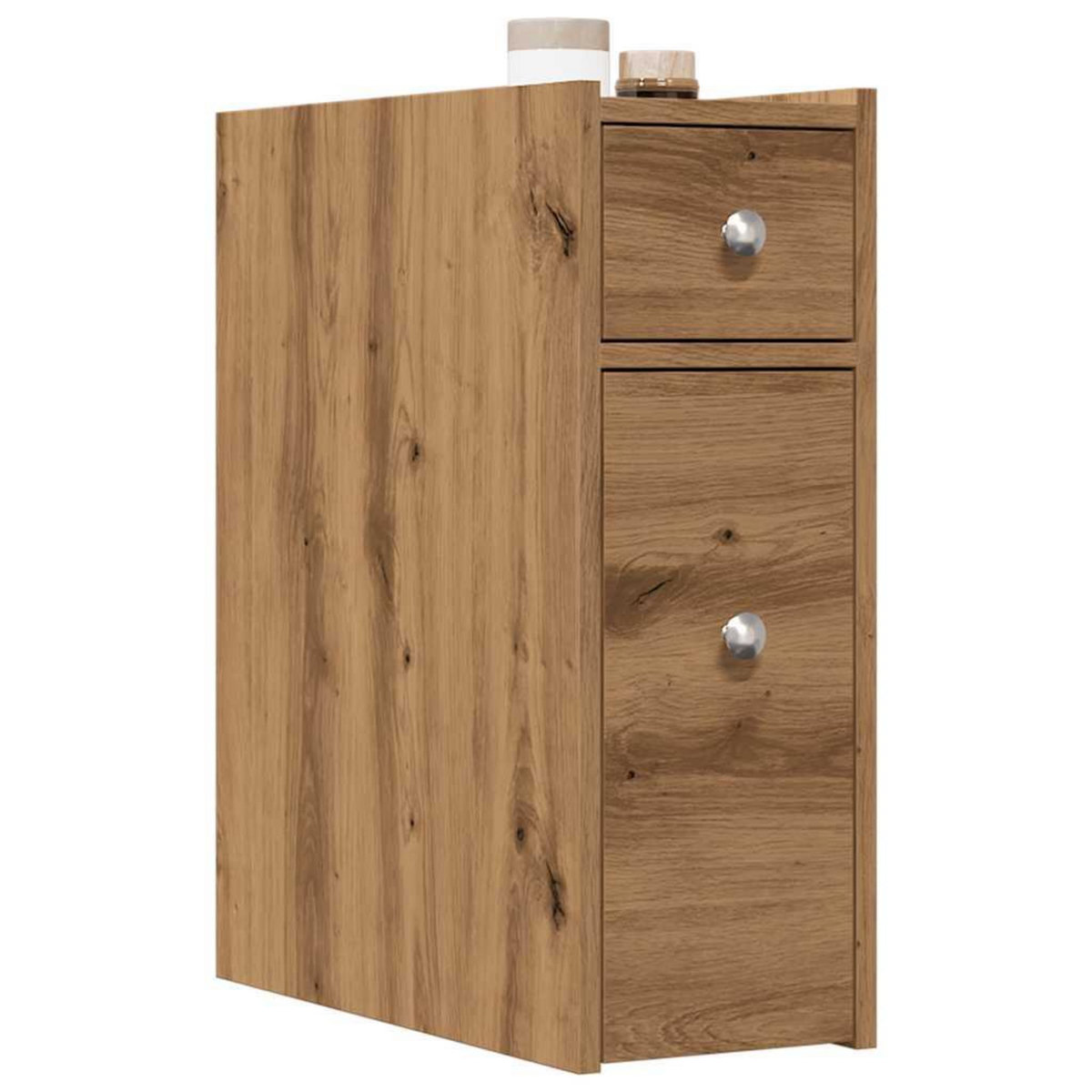 VIDAXL Armoire de salle de bain etroite avec roulettes chene artisanal